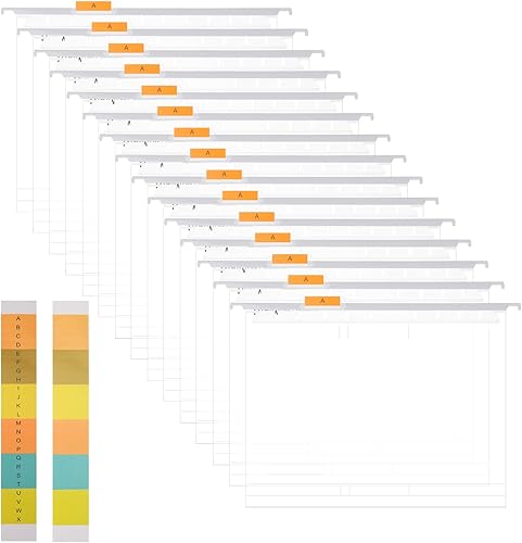 15 carpetas colgantes de polipropileno tamaño carta, carpetas colgantes transparentes con pestañas, carpetas de archivos para archivadores, archivos