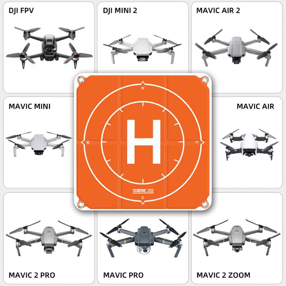 Square Dron do l?dowania, akcesoria do dronów, uniwersalna wodoodporna podk?adka Dron Helipad 50 cm/19,69 W, do Air 2S/FPV/Mavic Mini 2/Mavic Air 2 (dwustronny, niebieski + pomarańczowy)
