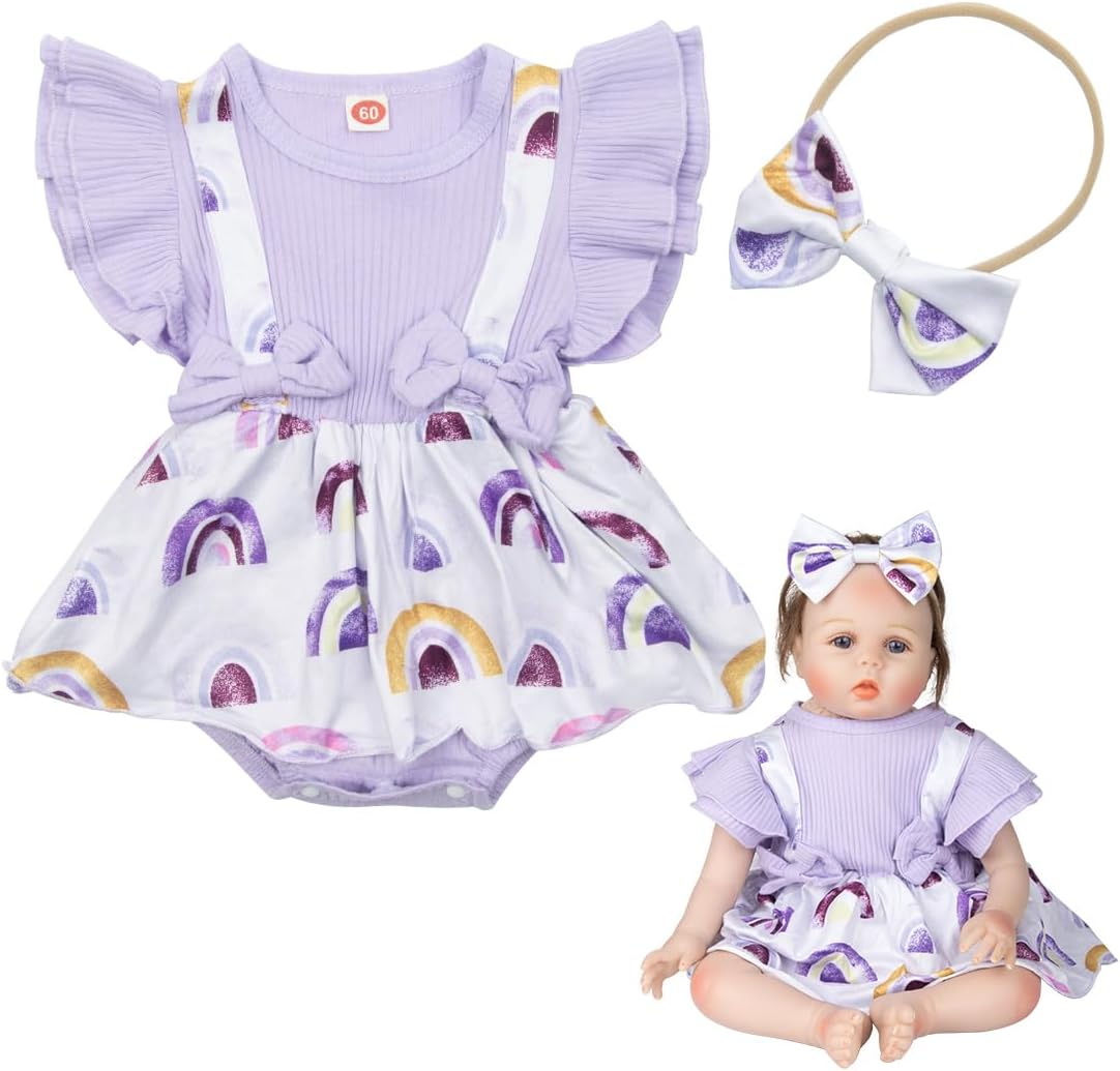 Reborn Baby Doll Clothes 22 inch Purple Rainbow Dress