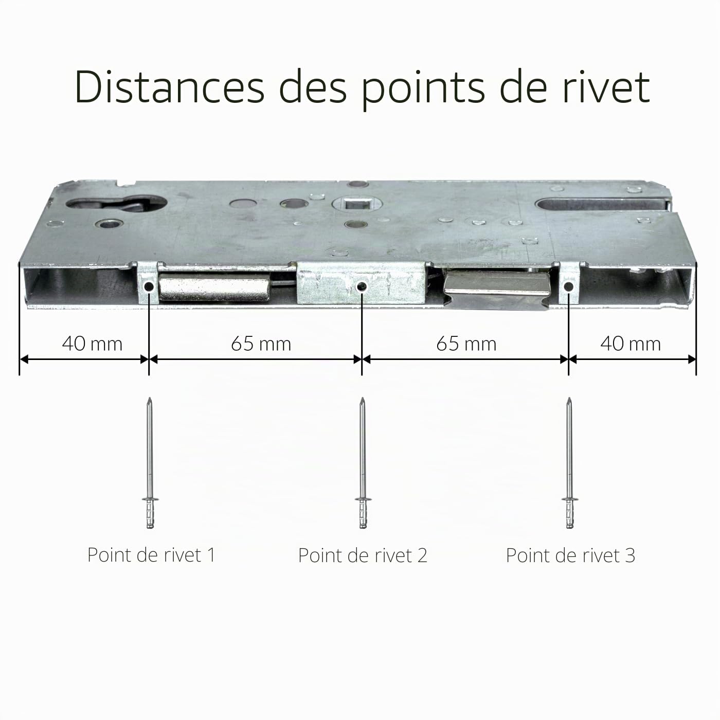 Serrure de réparation KFV 8072 | Serrure à mortaiser pour rénovation, pour verrouillages multipoints - Boîtier de serrure pour réparation ou remise en état | Entraxe 72 mm, profondeur du carré 65 mm