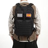 GUJOIN Zaino tattico da 50 litri con sistema molle, grande capacità militare, impermeabile, per emergenze di 3 giorni di caccia, escursionismo e campeggio, zaino per attività all'aperto, Nero , 50L - 6