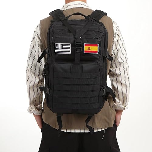 GUJOIN Zaino tattico da 50 litri con sistema molle, grande capacità militare, impermeabile, per emergenze di 3 giorni di caccia, escursionismo e campeggio, zaino per attività all'aperto, Nero , 50L - 6