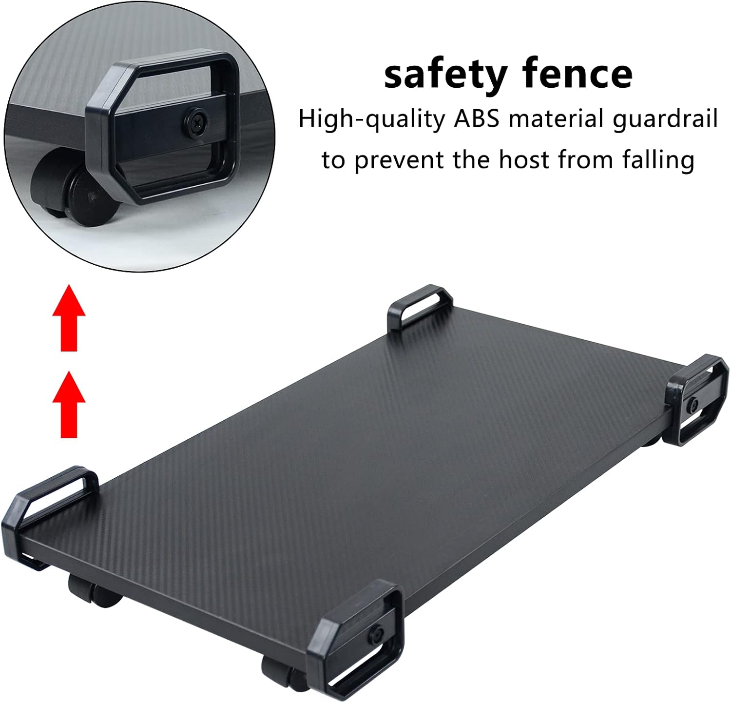 OUUTMEE PC Cart CPU Stand Computer Tower Stand Holder with Locking Caster Wheels CPU Holder Mobile Computer Desktop Floor Stand Under Home Office Desk, Black L 20"×W9.2 : Office Products