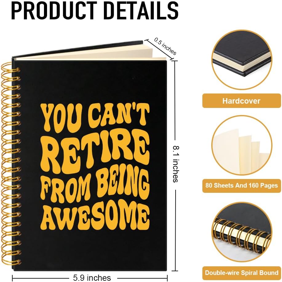 You Can't Retire From Being Awesome 160 Blank Pages Spiral Notebook, Appreciation Gifts for Boss Leader Supervisor Mentor Counselor, Retirement Going Away Gifts for Coworker Friend - Image 2