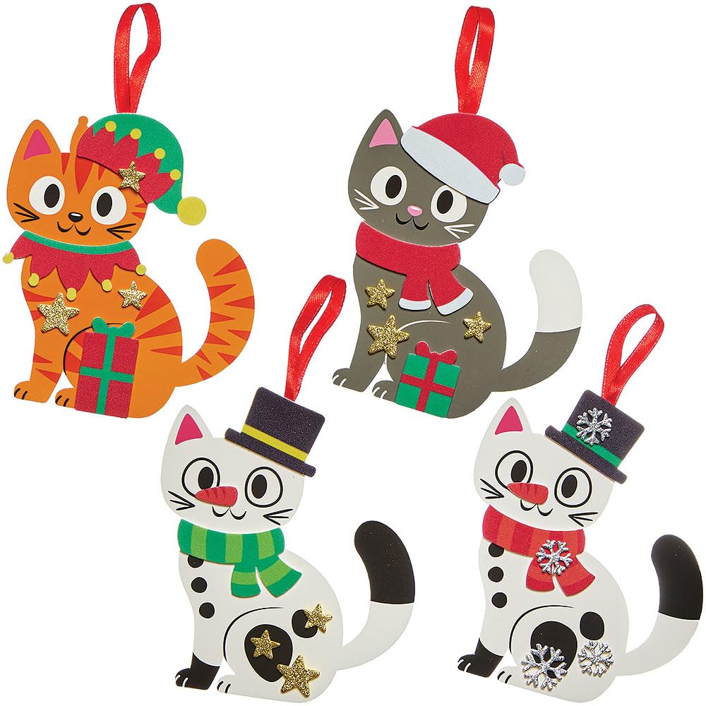 Baker Ross FN634 Christmas Cat Mix & Match Decoration Kits - Pack of 8, Festive Craft kits for Kids to Create Cute Cat Decorations - Image 4