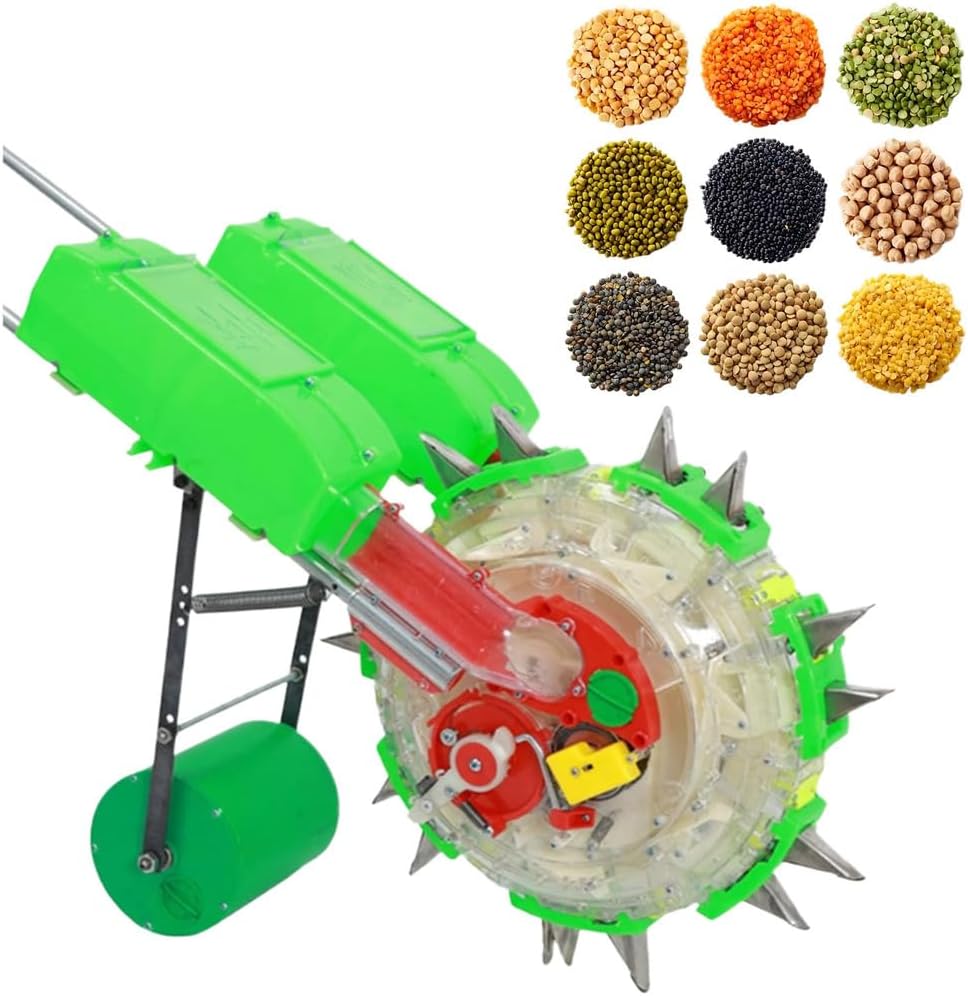 2-in-1 Lawn Seeder and Fertilizer Spreader, Precision Garden Pusher, Manual Roller Seeder, Planting Depth 3.5-7.8 Cm, Synchronous Sowing and Fertilization