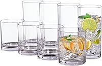 US Acrylic Classic Clear Plastic Tumblers Set of 8 (12oz Rocks & 16oz Water Glasses) - Shatterproof, BPA-Free, Made in USA, Dishwasher Safe