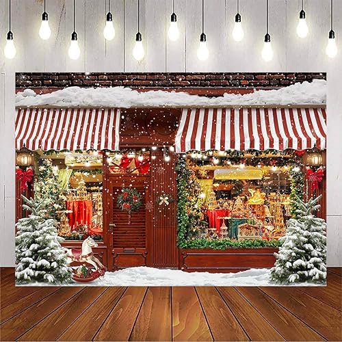 Amazon.com : Avezano Christmas Photography Backdrop Santa's Toy Shop ...