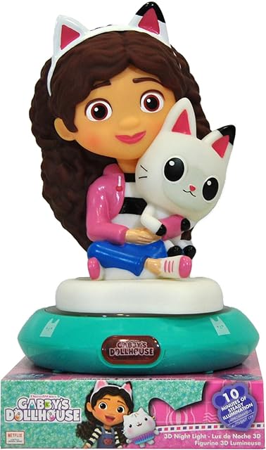 Kids Licensing - Lámpara Infantil, 3D Gabby's Dollhouse, Luz Nocturna, Decoración Bebé, Ideal para Regalo