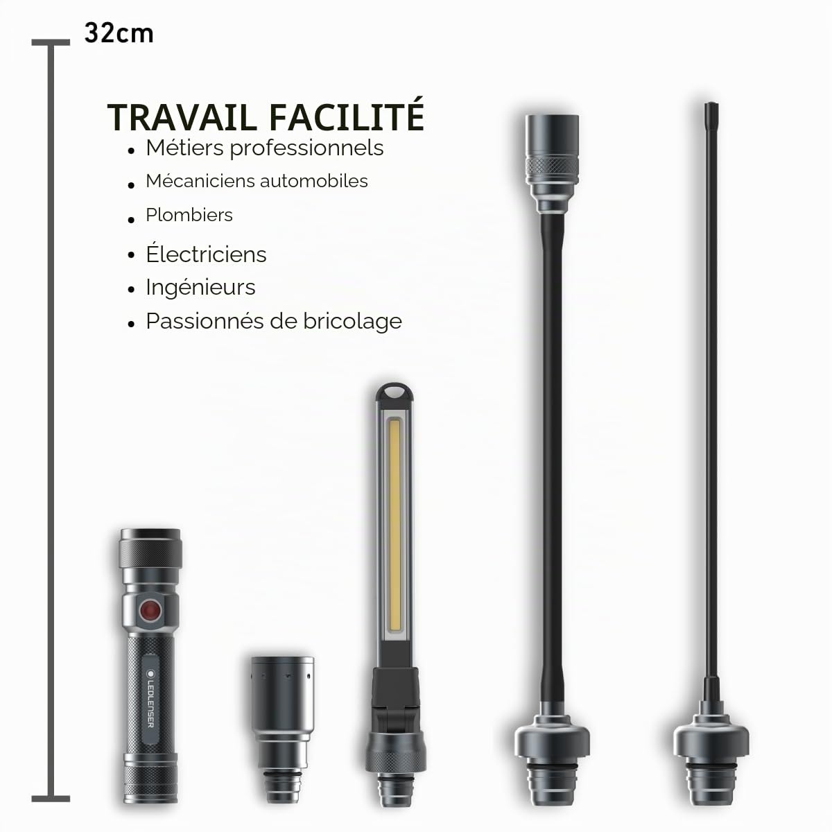 Ledlenser Workers Friend Lampe torche rechargeable 4-1 Lampe de travail
