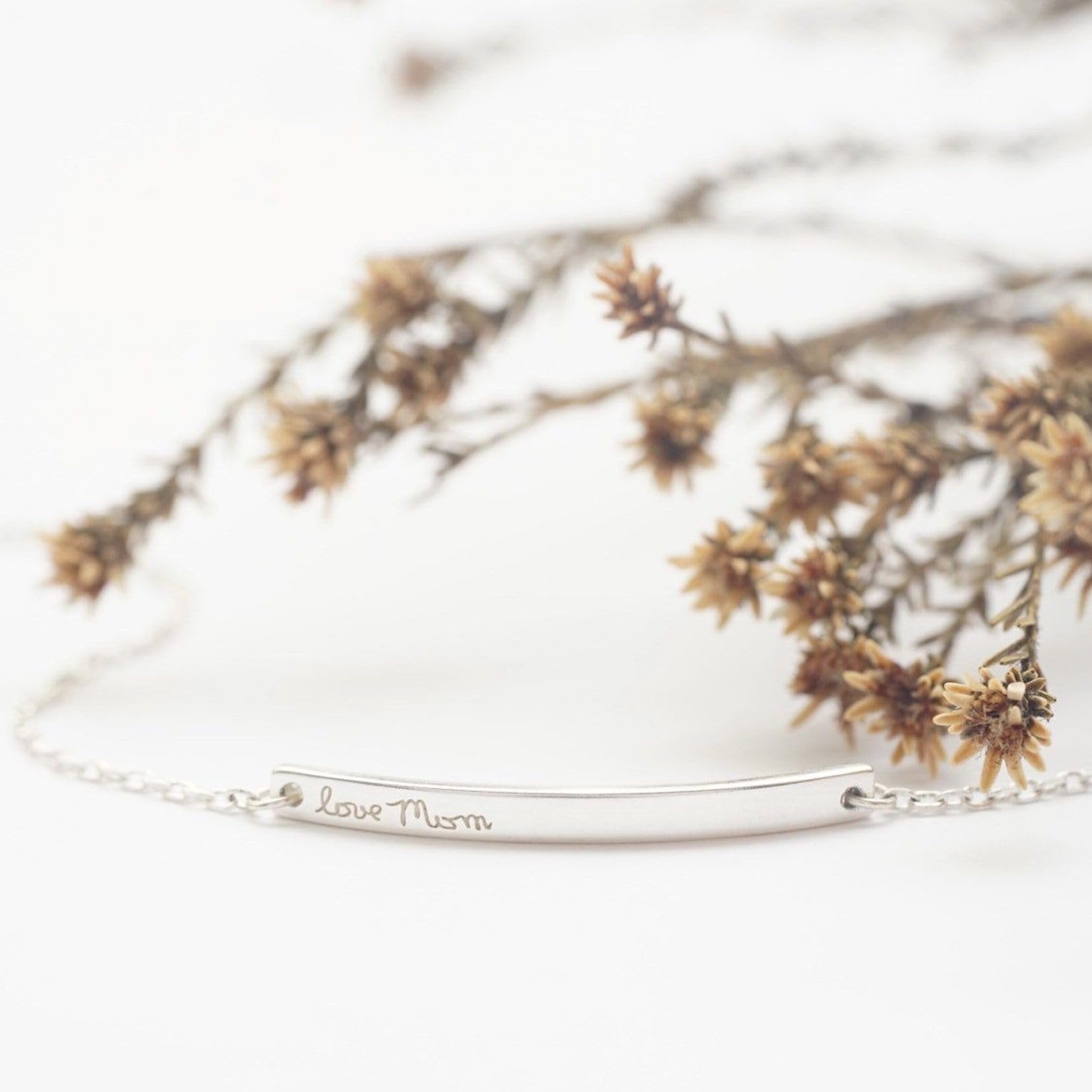 Pulsera de Coordinación personalizada 925 Pulsera de nombre personalizado en plata grabado novia del día de la madre hecha a mano