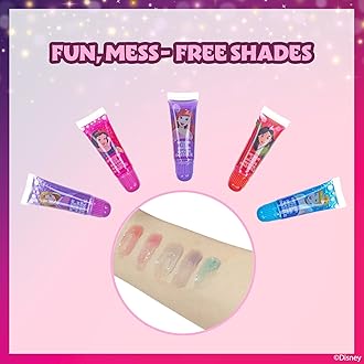 Disney Princess Sparkly Cosmetic Makeup Set for Girls with Lip Gloss Nail Polish Nail Stickers 11 Pcs Perfect for Birthday Gift by Townley Girl