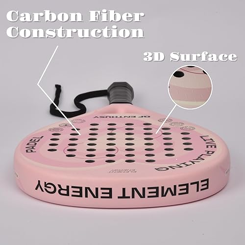 Miniatura 4 de Pala de pádel para mujer, fibra de carbono - Raqueta de pádel ligera, serie Pádel, rosa, raqueta para principiantes
