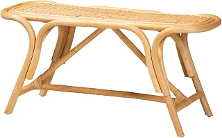 bali & pari Septa Modern Bohemian Natural Rattan Accent Bench