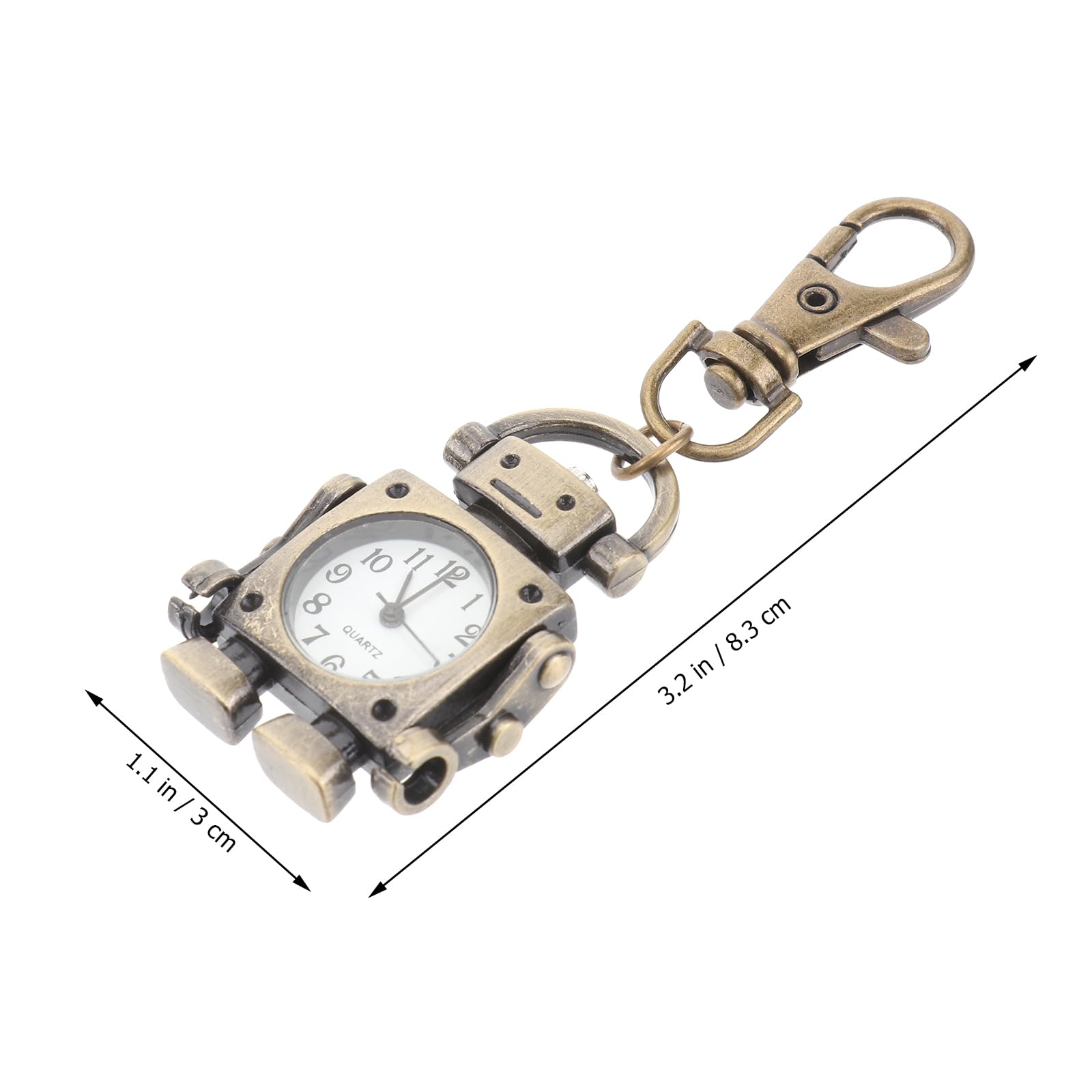 1juego Reloj De Bolsillo Creativo Robot Vintage con Llavero Y Cadena Diseño Único Y Chic para Accesorios De Mano