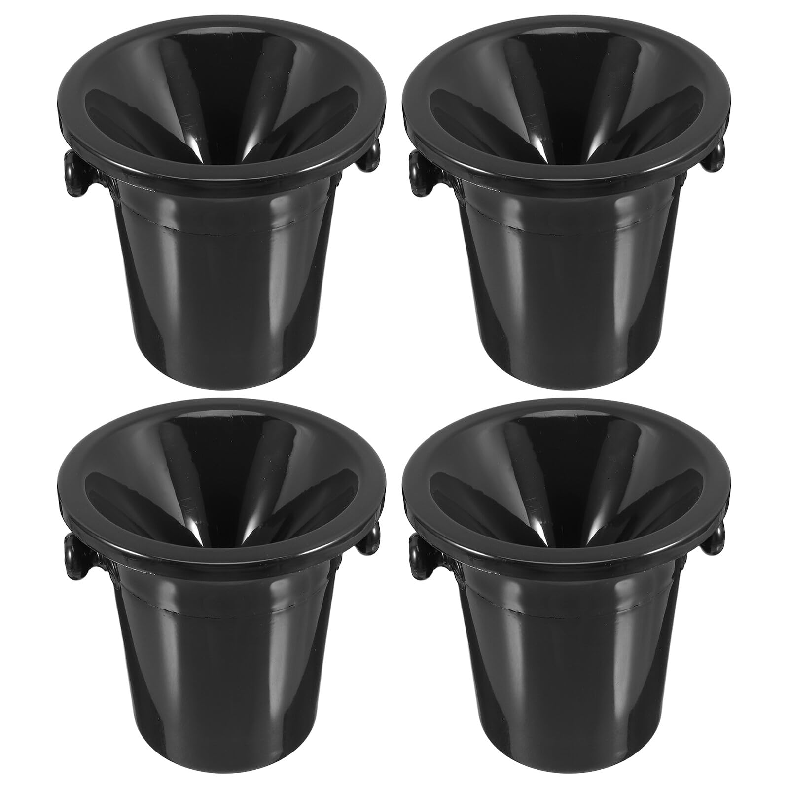 Cubos Escupidores de Vino Redondos Negros, 4 Piezas de Plástico | Orejas Dobles, Estilo Occidental y Acabado Fino, para Dirigir el Vino al Cubo y Reducir Salpicaduras