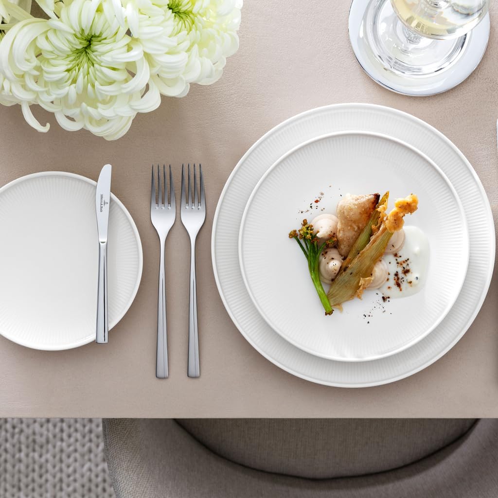 Villeroy & Boch - Afina talerz śniadaniowy z porcelany premium, mały talerz do brunchu, Made in Germany, nadaje się do mycia w zmywarce i używania w kuchence mikrofalowej, można układać w stos, biały