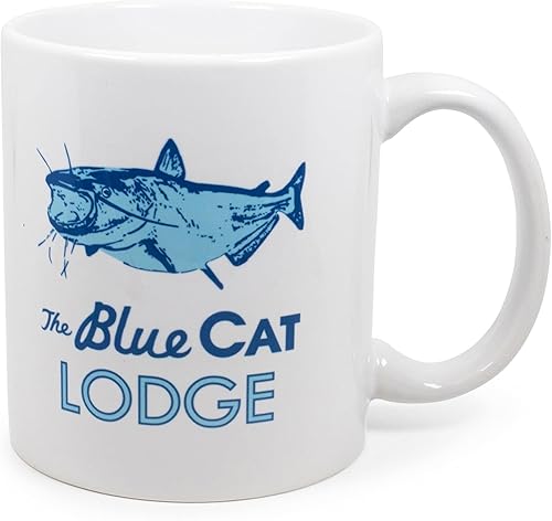 Miniatura 1 de Exclusiva taza de café de cerámica blanca con logotipo de gato azul de Ozark, colección oficial de televisión, juego de cocina novedoso para el