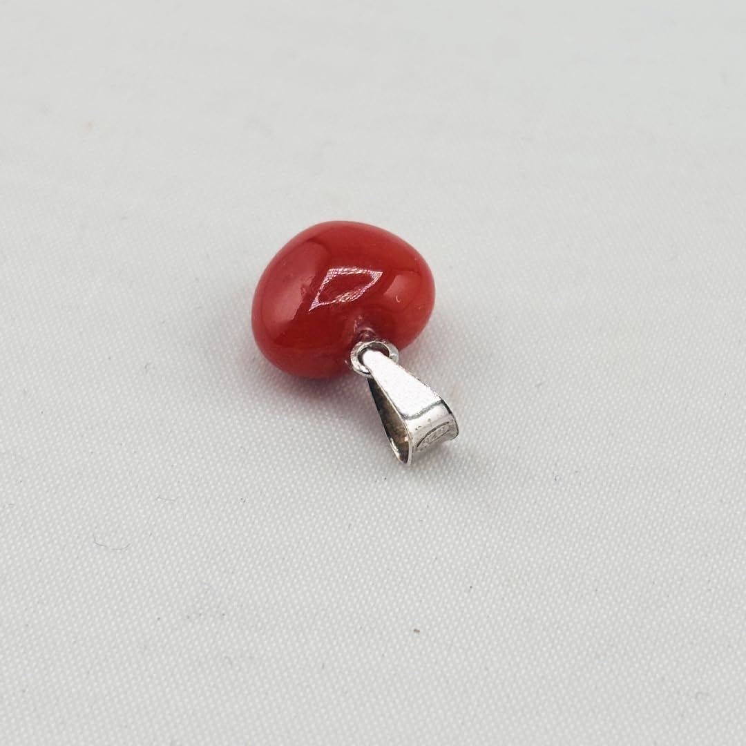 Ciondolo Cuore Donna in Corallo Rosso Naturale con Catena veneziana in Argento 925 cm 45 – Gioiello Artigianale Made in Italy – Idea Regalo Elegante