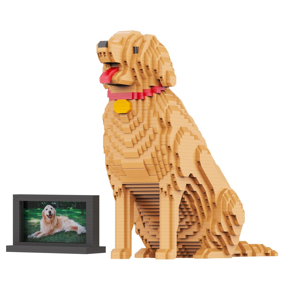 DAHONPA Animal Dog Golden Retriever Building Block Set, 2929 Pieces Dog Bricks Set Creative Home & Office Decor