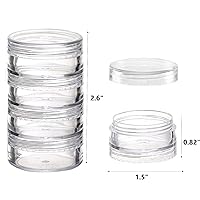 Vista 2 de Juego de 5 recipientes (20 piezas) apilables para cosméticos con tapas de rosca y etiquetas, tarros vacíos de plástico transparente de 0.35 onzas