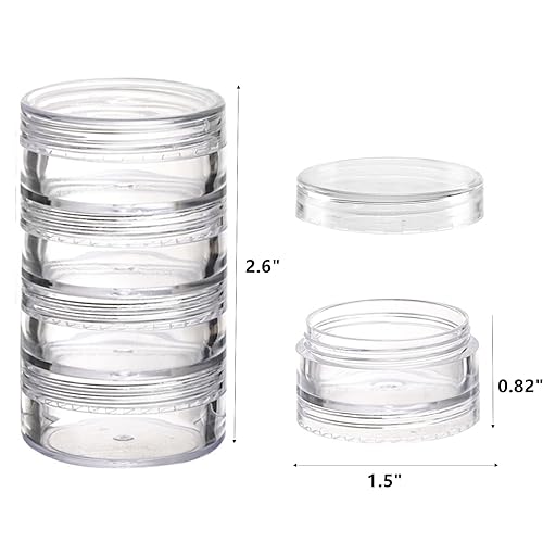 Miniatura 2 de Juego de 5 recipientes (20 piezas) apilables para cosméticos con tapas de rosca y etiquetas, tarros vacíos de plástico transparente de 0.35 onzas,