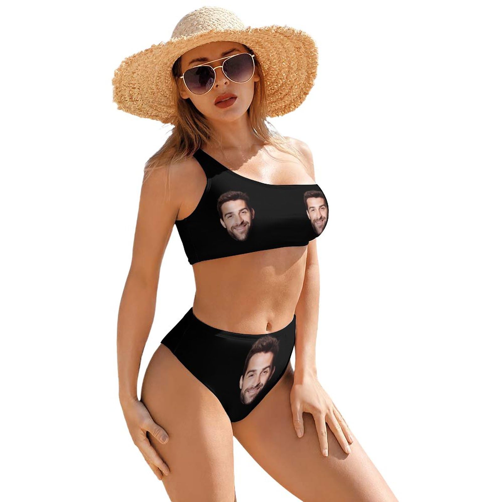 DIYKST Custom Face Swimsuits for Women American Flag Customized Bikini with Face Personalized Bathing Suit with Picture Photo