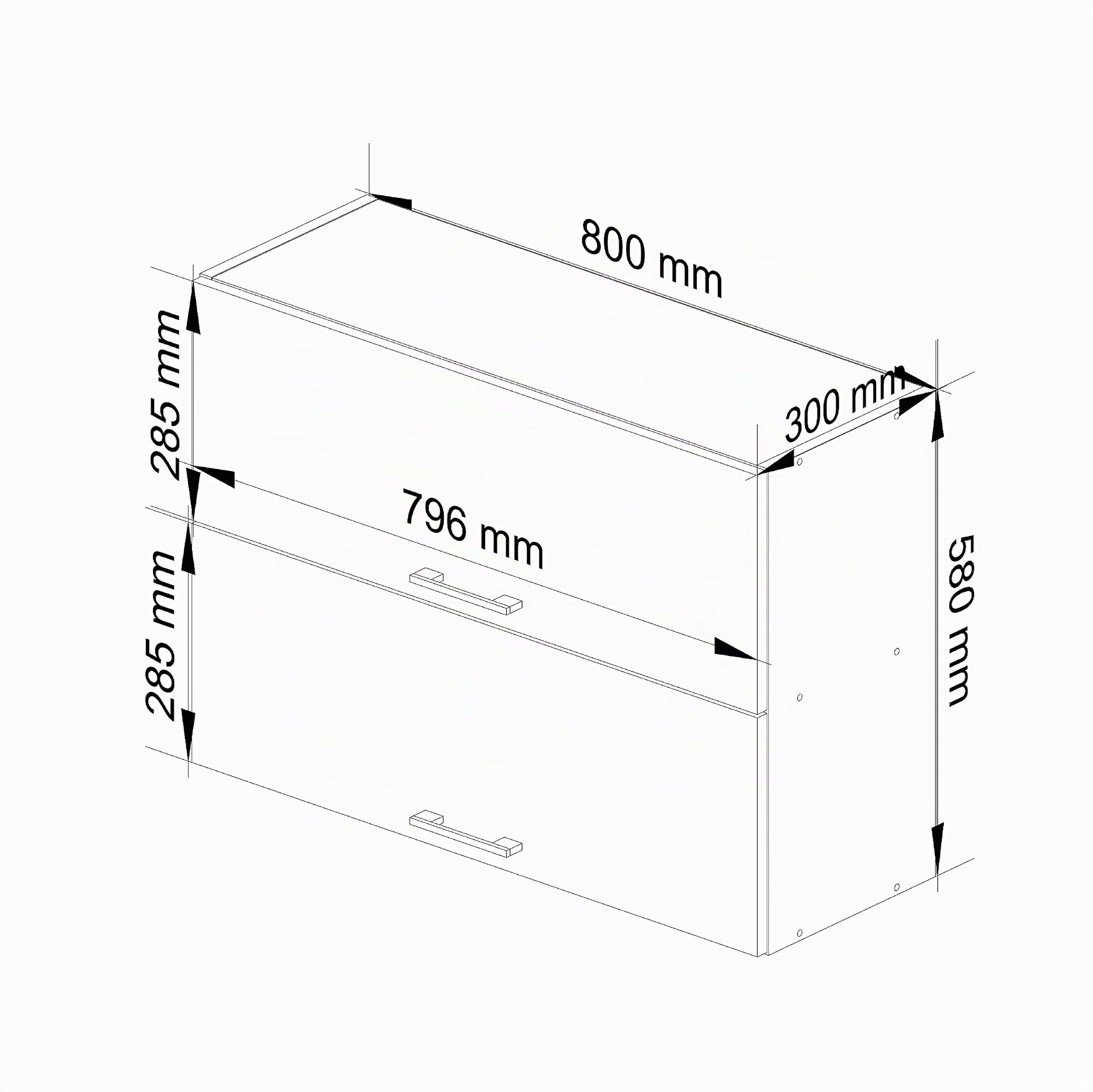 AKORD | Armoire de Cuisine Suspendue - Oliwia 80 cm G2 | Meuble avec 2 Portes et 2 Étagères | Armoire de Rangement | 80 x 30 x 58 cm | Blanc & Béton