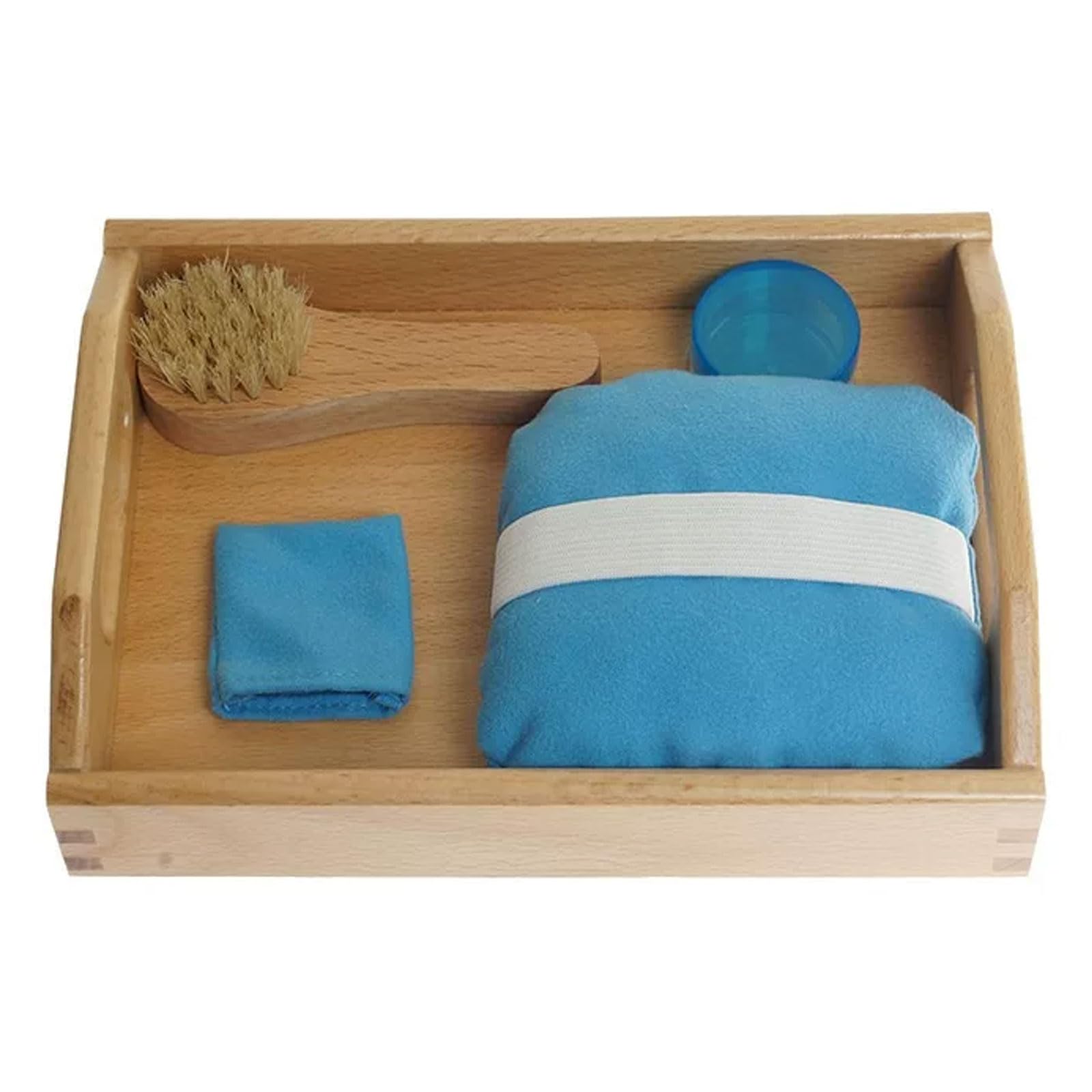 ttnmrc Montessori Shoe Polishing Kit - Practical Life Care of Self Wooden Tray Set, Fine Motor Skills Educational Toy