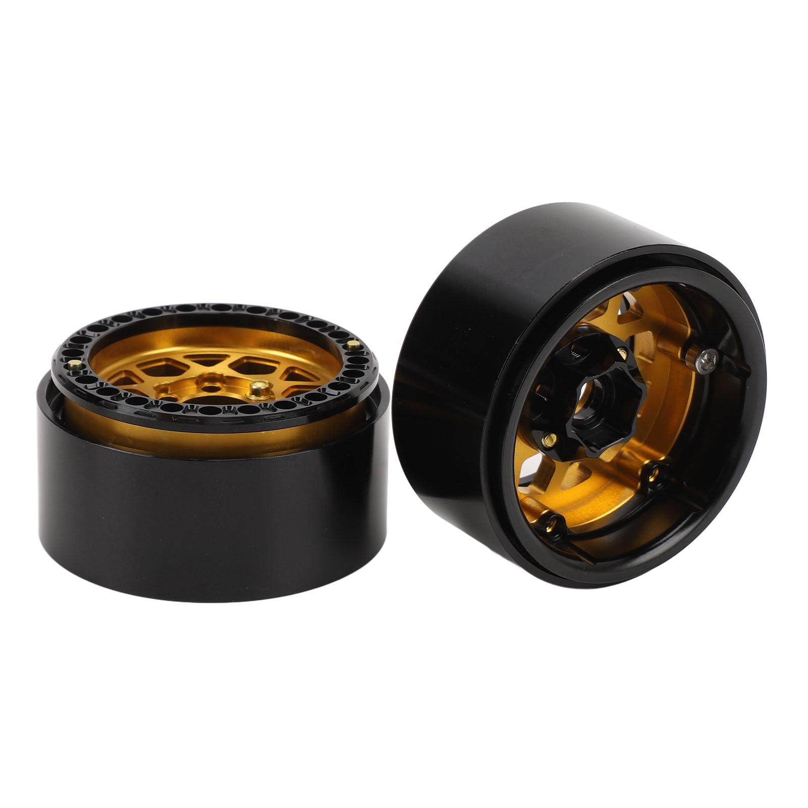 Sorandy 4 szt. 1,9-calowe Piasty kół RC, Felgi ze Stopu Aluminium Beadlock, Pięciokątne Trójkątne Otwory Wentylacyjne Felgi do Samochodów RC w Skali 1/10