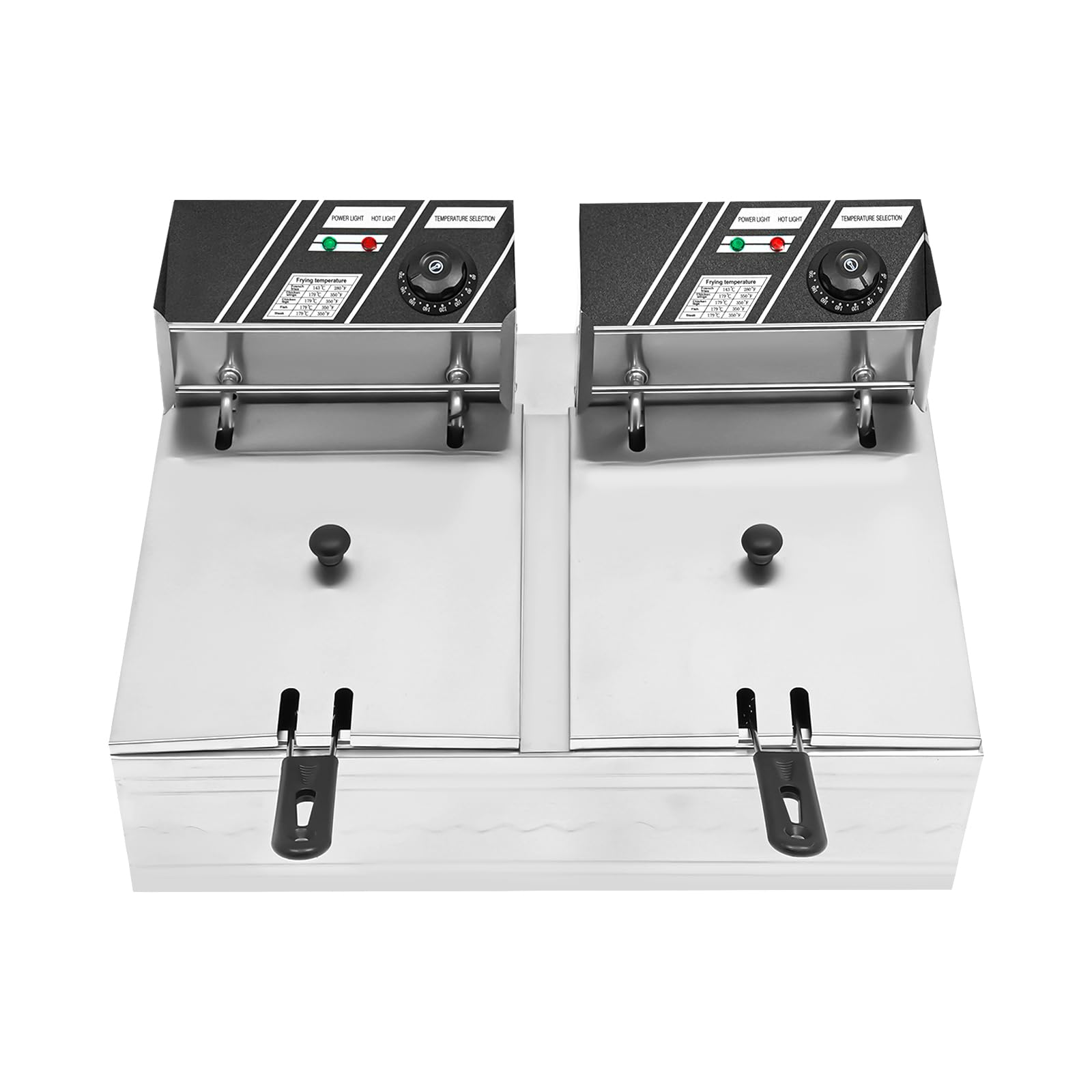 Friggitrice elettrica, 2 x 6 l, doppia friggitrice elettrica da 5000 W, in acciaio inox, doppia con cesto, per uso domestico, spuntino, ristorante, uso commerciale