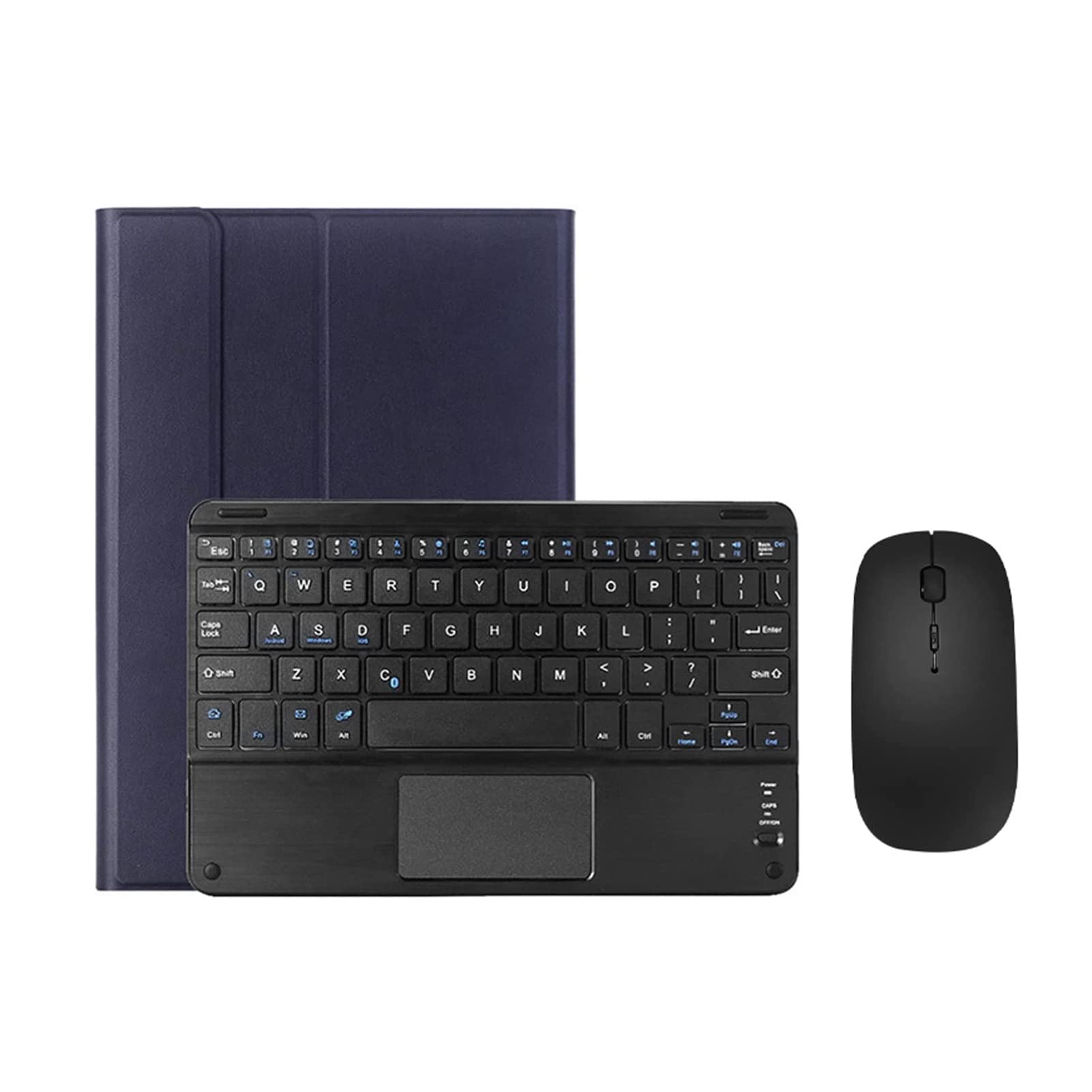 Etui z klawiaturą i myszką do iPada 11" Air 5. generacji (2022)/4. generacji (2020), Smart Trackpad, zdejmowana bezprzewodowa klawiatura Bluetooth, smukła skórzana inteligentna obudowa z uchwytem na ołówek, niebieski + czarny