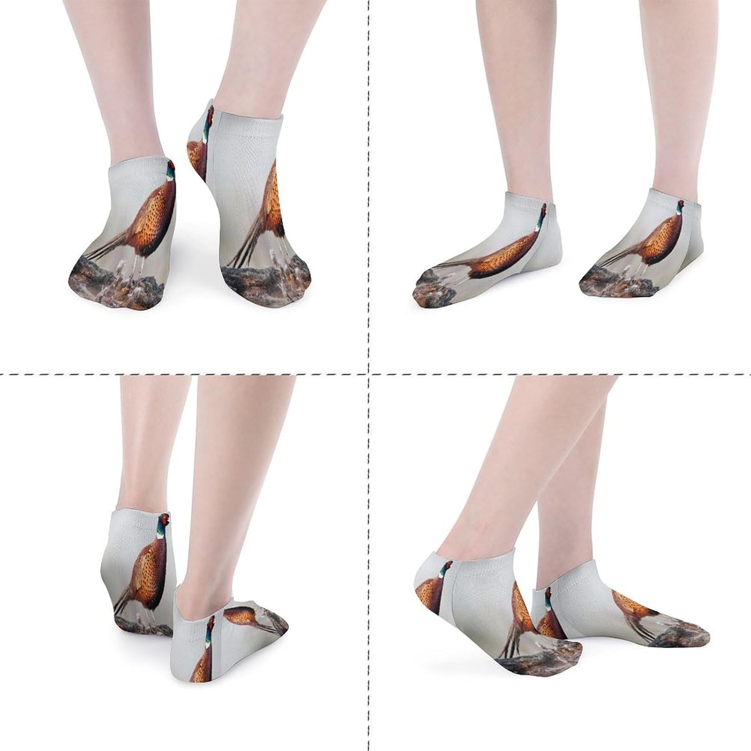 Red Pheasant Ankle Socks for Men Women 5 Pairs