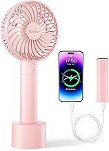 HandFan Portable Handheld Fan, Small Personal Hand Fan, Electric Mini Cooling Fans, USB Rechargeable Desk Fans for Travel Beach Makeup Office Disney, Gifts for Women(Pink)