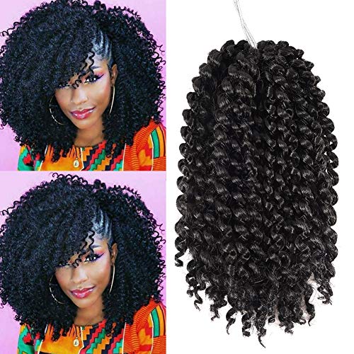 9 Inch Jerry Curl Crochet Hair 6 Packs Short Marlybob Curly Crochet Hair for Kai Twists (1#)