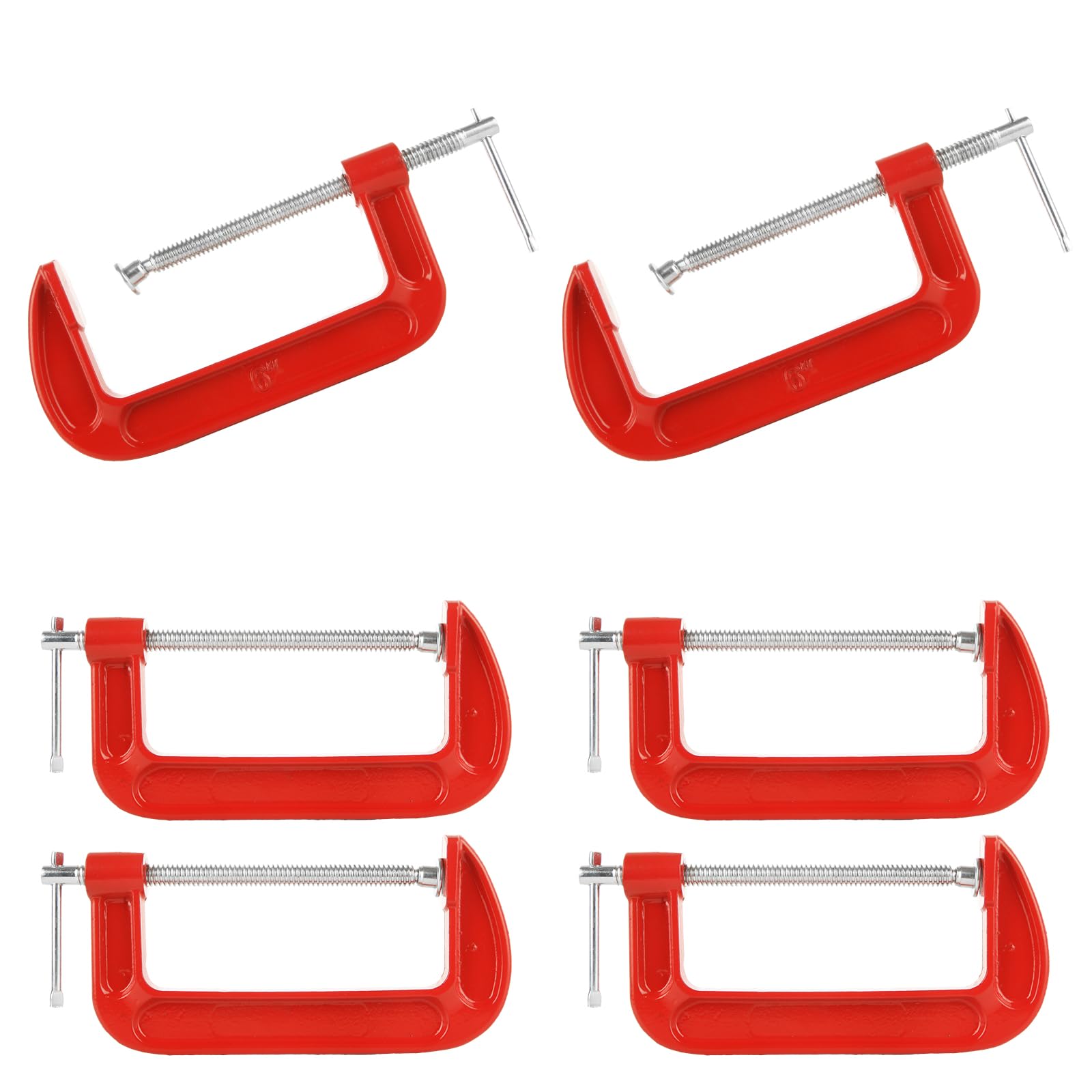 AKOLAFE 6 Pack Large C Clamps 6 Inch C Clamp Set Industrial Strength C Clamps Heavy Duty Crafted from Nodular Cast Iron 6-Inch Jaw Opening C-Clamps