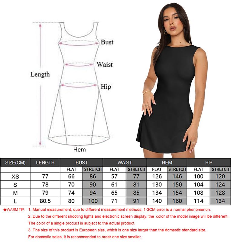 Vestito Donna Sexy Schiena Scoperta Mini Abito Elegante Senza Maniche Collo a Barca Vestito Estivo da Sera Bodycon A Line Abiti Corto Casual Vestiti Curvy per Cocktail Discoteca Festa