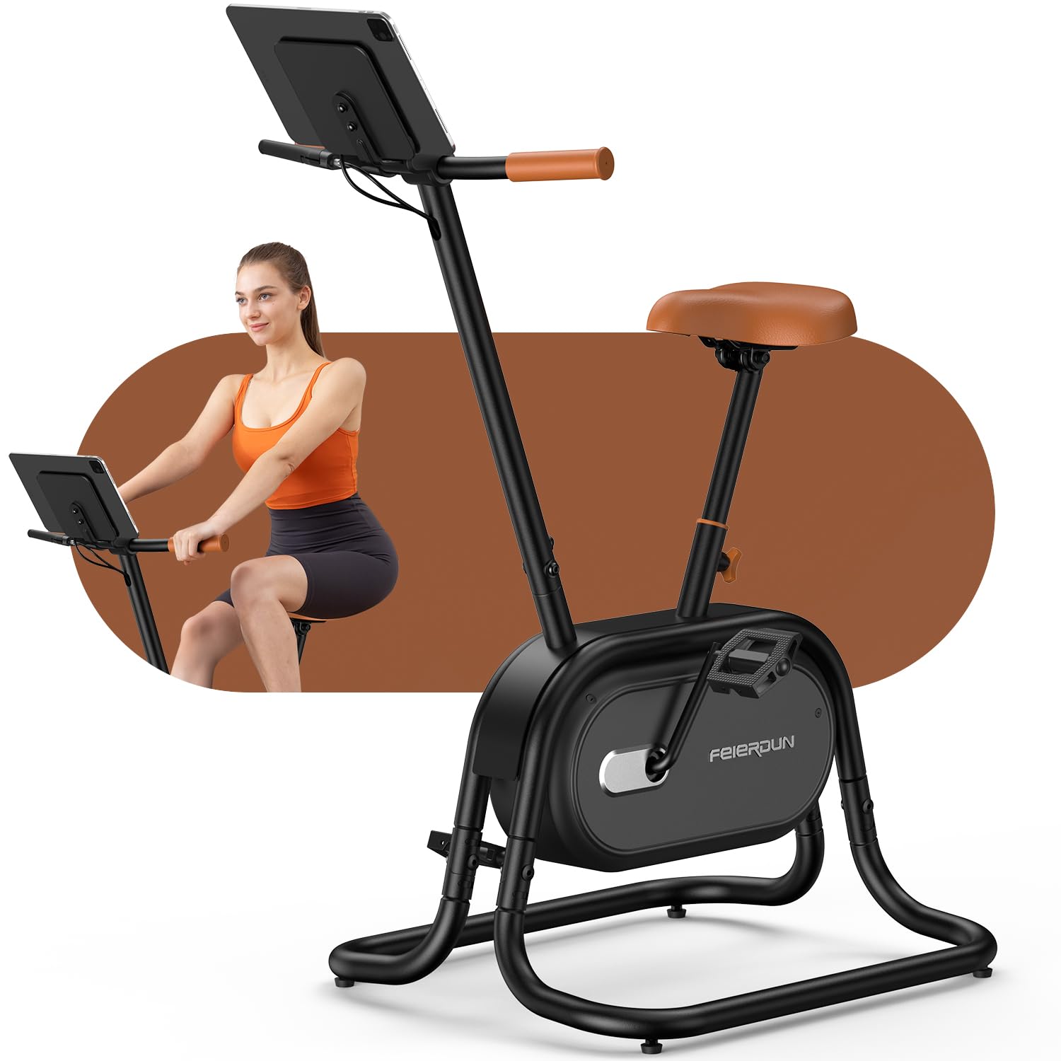 FEIERDUNUpright Exercise Bike, Smart Indoor Bike, Light Sport with Smart Bluetooth, Exclusive App Connectivity, Uniquely Designed Exterior Stationary Bike for Home, Office