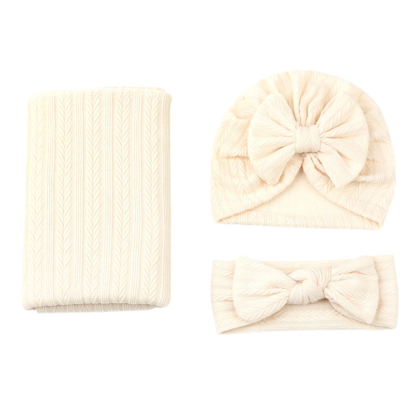 ZHDOKA Baby Swaddle, Newborn Swaddle Blanket Wrap Baby Swaddle Receiving Blankets with Headband and Hat for Boys Girls