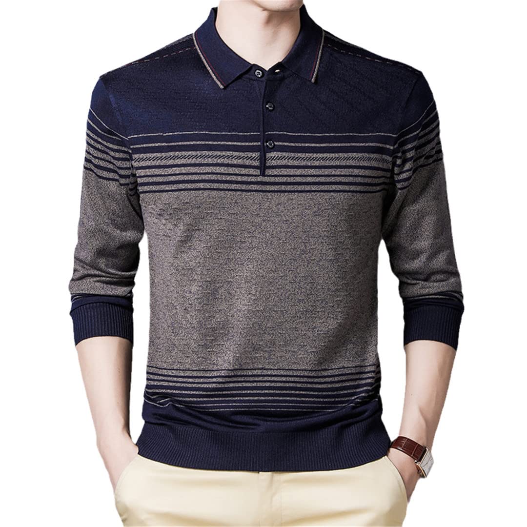 Maglione Uomo Autunno Inverno Turn-Down Collare Pullover Uomo Casual Maglieria Abbigliamento, Caff, XXX-Large