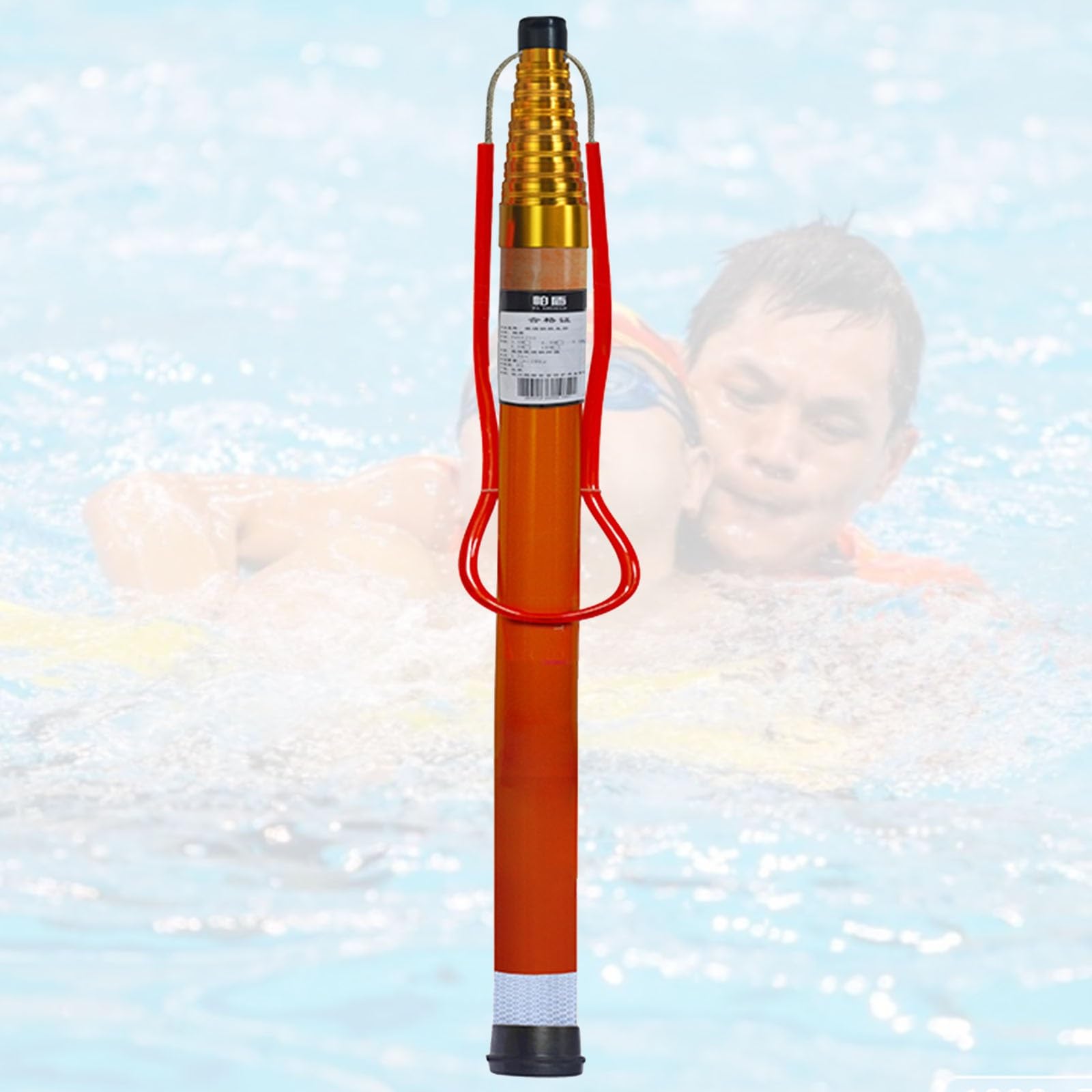 Swimming Pool Life Saving Hook and Pole - Sturdy Reflective Rescue Lifesaving Poles for Lifeguards, Supports 120kg/240lbs for Adults, Children, and Elderly at Docks and Yachts