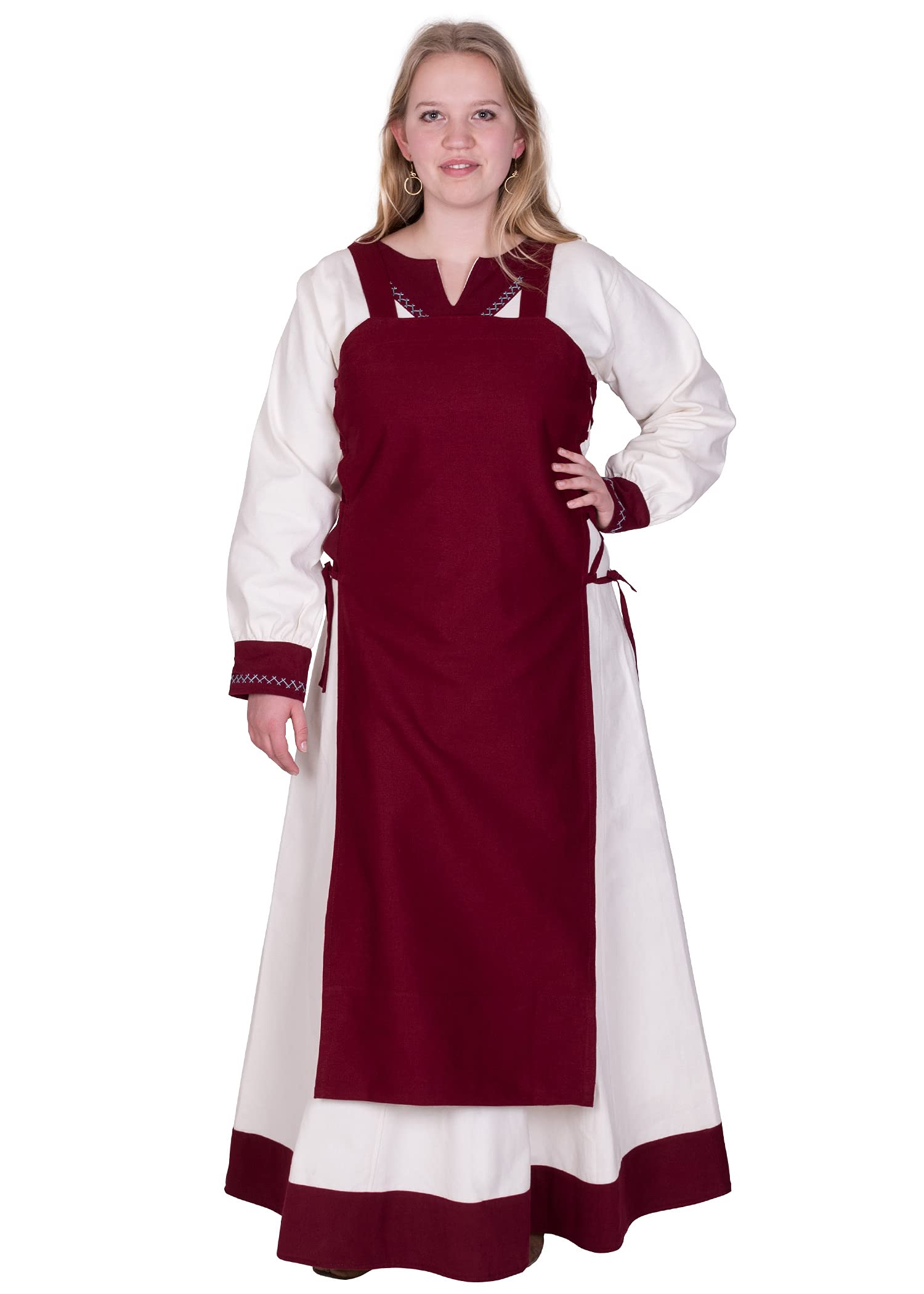 Battle-Merchant Überkleid Tinna Trägerkleid | LARP Wikinger Tinna (L/XL, Weinrot)