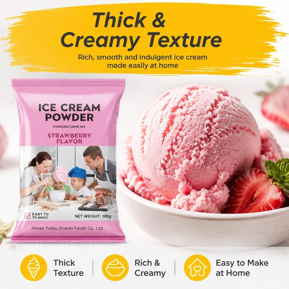 Poudre de crème glacée maison, 6 saveurs, 100 g par sachet
