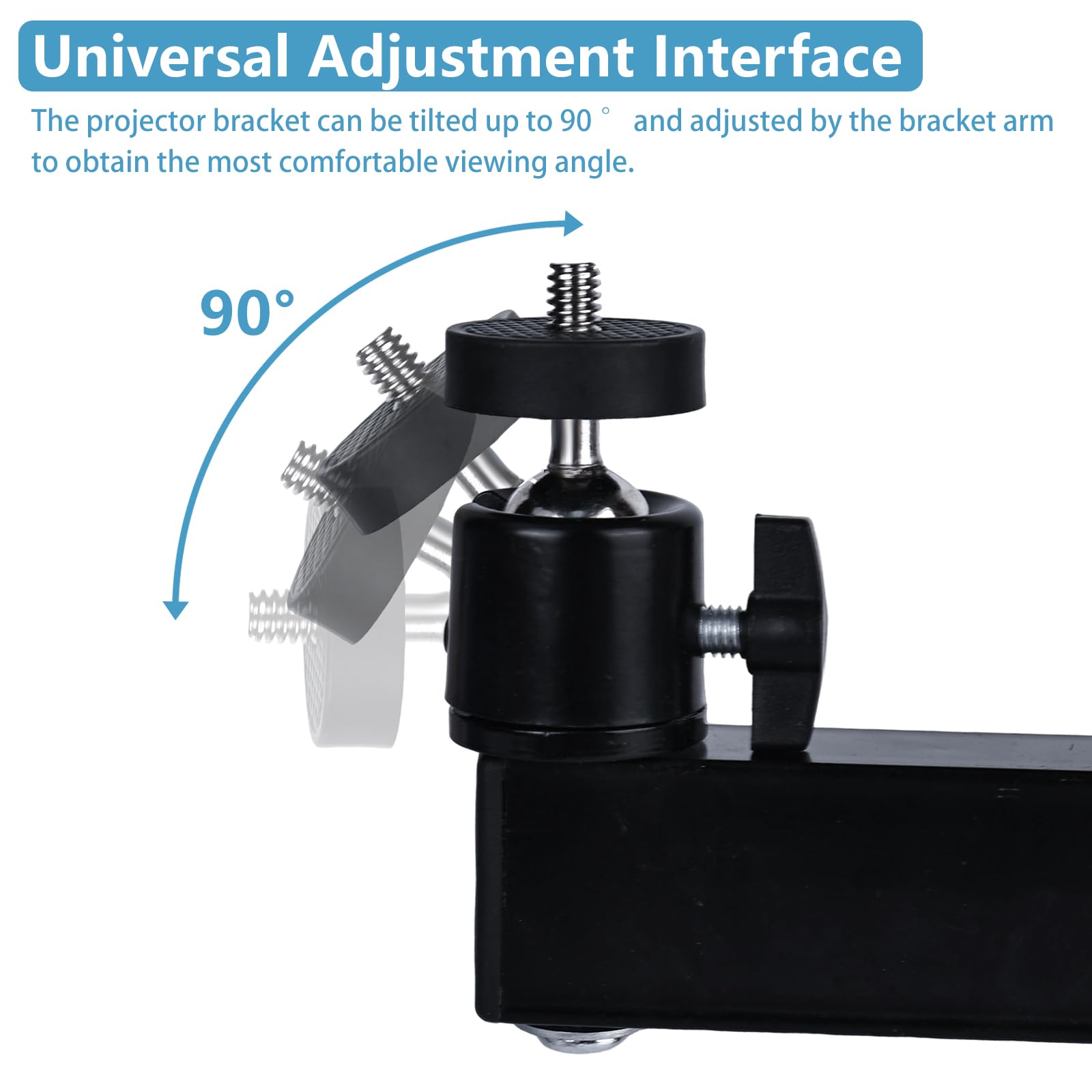 Supporto Parete Per Proiettore Regolabile 360° - Braccio Estendibile 18-35cm, Vite 1/4'', Per Home Cinema