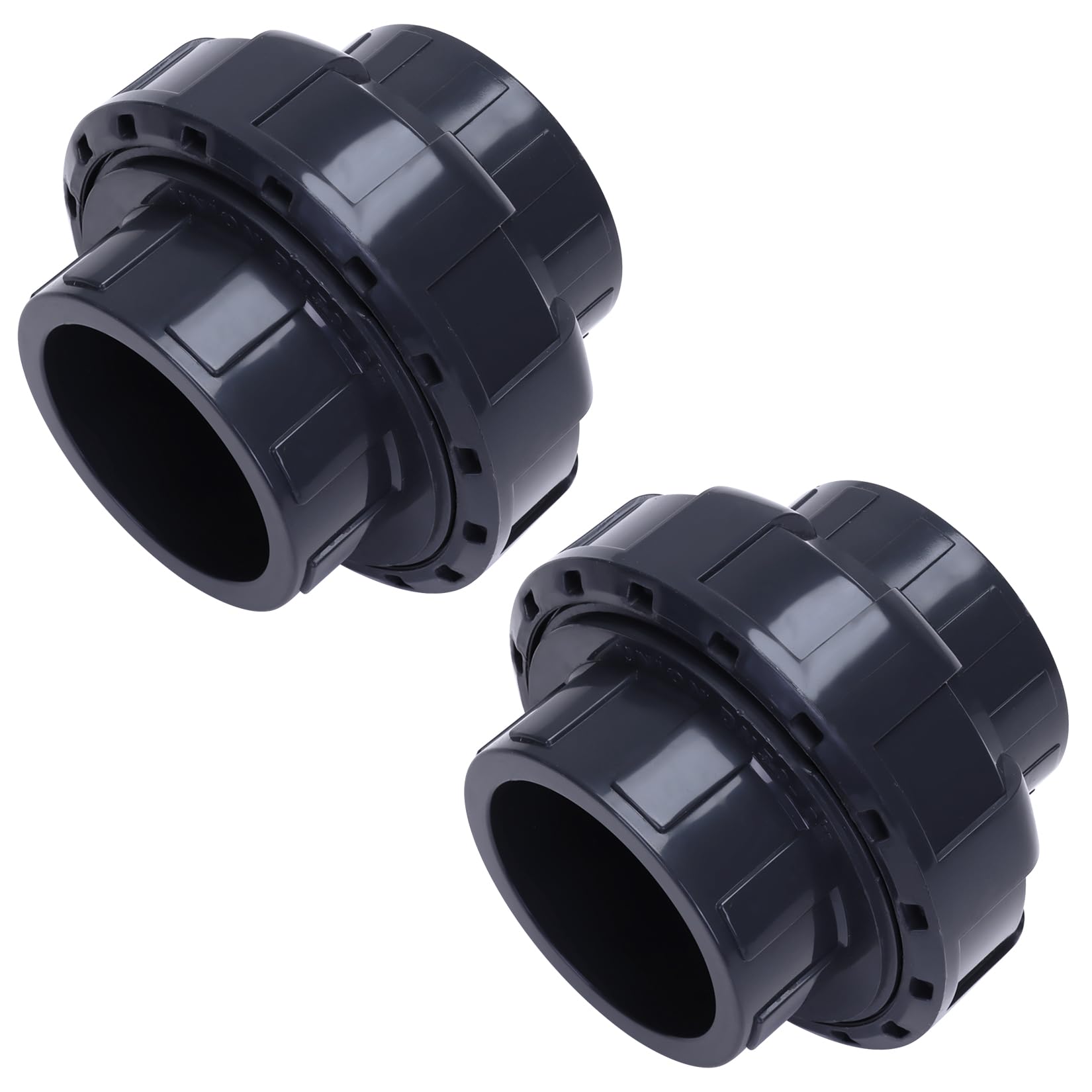 DERNORD 2 Pack UPVC Union Pipe Fitting, 2 inch Slip Union Coupling Adapter, Schedule 80, EPDM O-ring, Socket x Socket