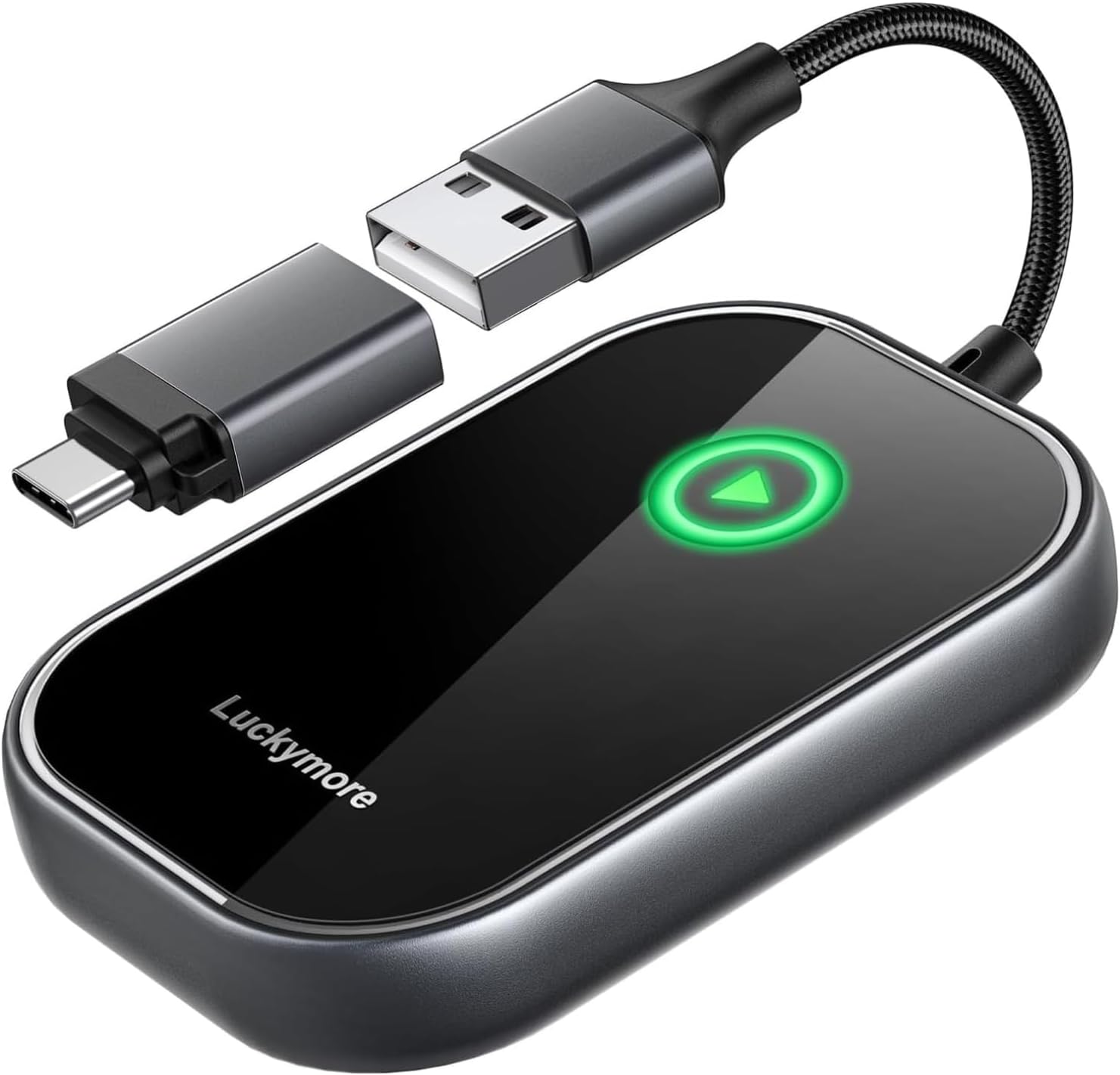 Luckymore Wireless Carplay Adapter, Converts Wired to Wireless Carplay Dongle for Wireless Control Plug & Play Carplay Fit for Cars from 2017 & for Apple iPhone iOS 10+