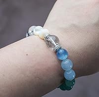 Vista 48 de Precious Gemstone Natural Crystal Healing Bracelet, Rutilated Quartz, Moonstone, Quartz Handmade Original Design Bracelet