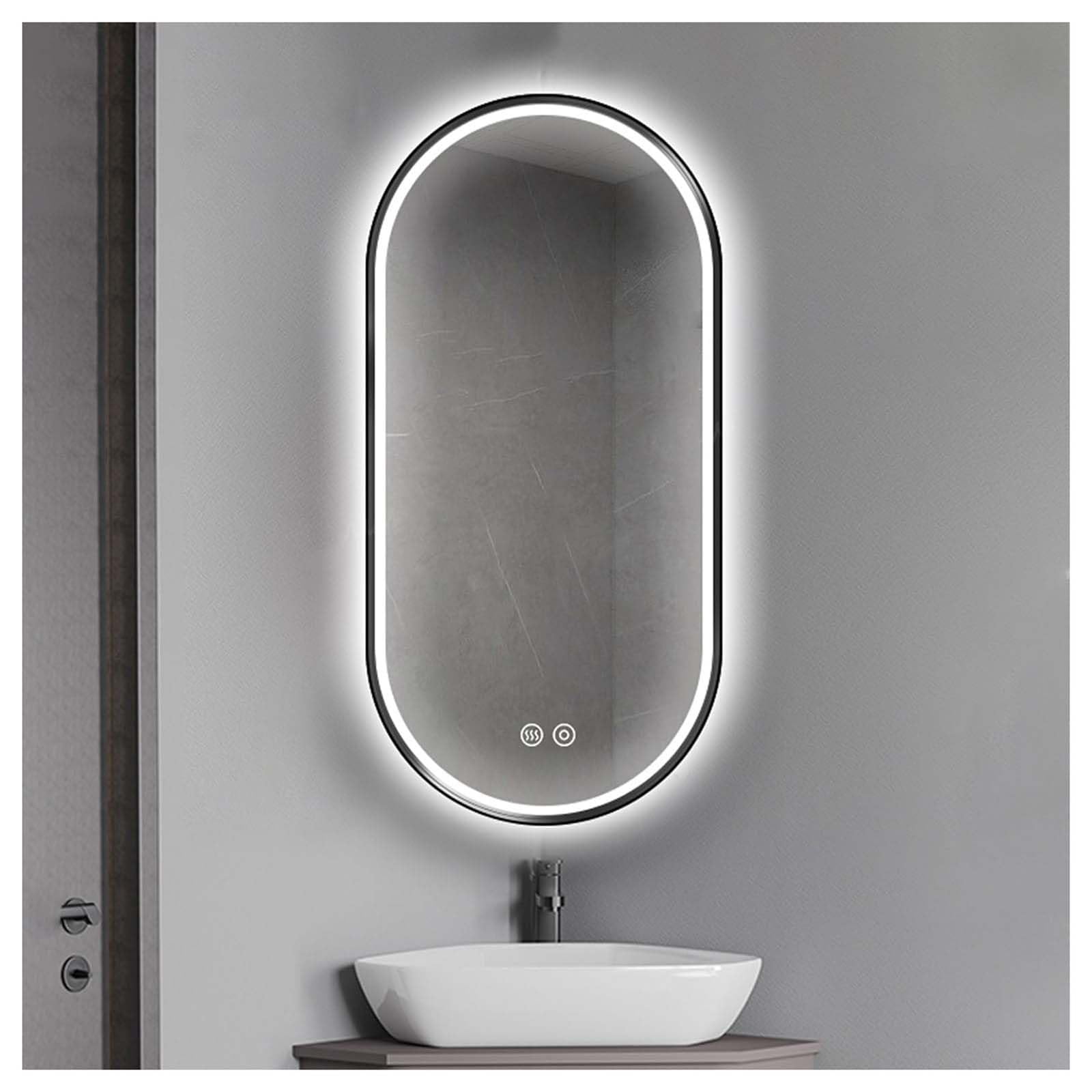 Miroir mural ovale lumineux anti-buée : fini la vapeur dans la salle de bain après la douche