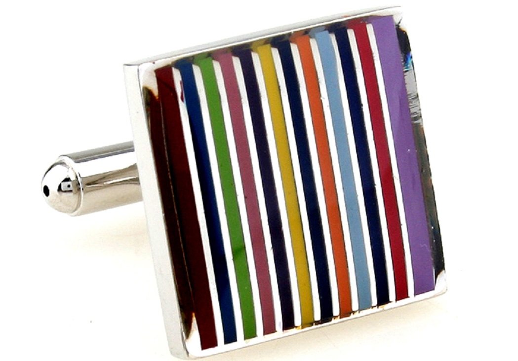 Rainbow Pair Cufflinks in a Presentation Gift Box & Polishing Cloth-image-25