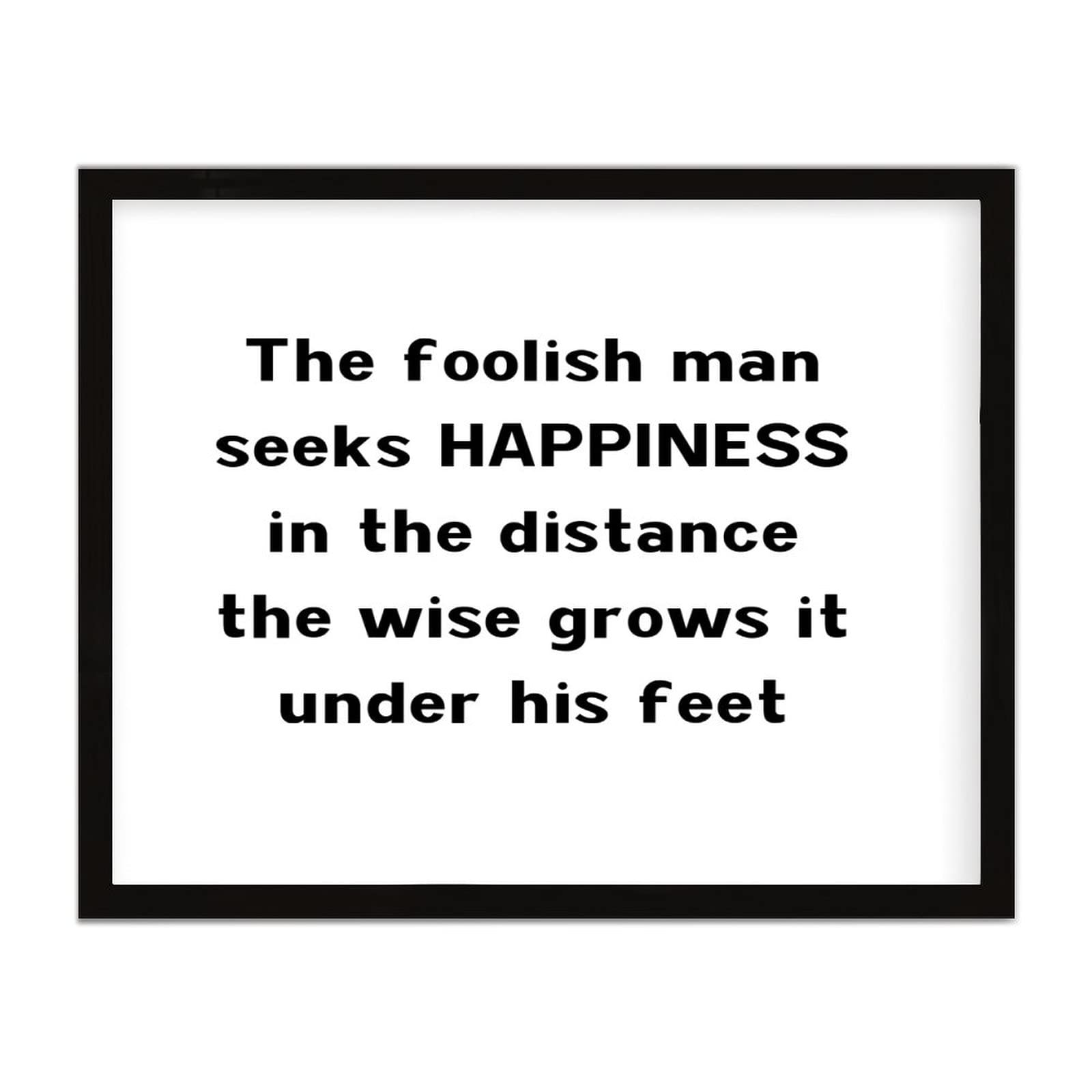 genericThe Foolish Man Seeks Happiness in The Distance Sign Wood Framed Inspirational Quotes Wooden Plaque with Frame 16" x 20" Word Art Hanging Wall Art Decor for Home Bedroom Living Room Farmhouse